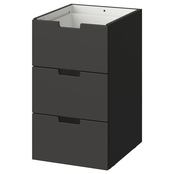 NORDLI Cassettiera componibile, 3 cassetti, antracite, 40x68 cm