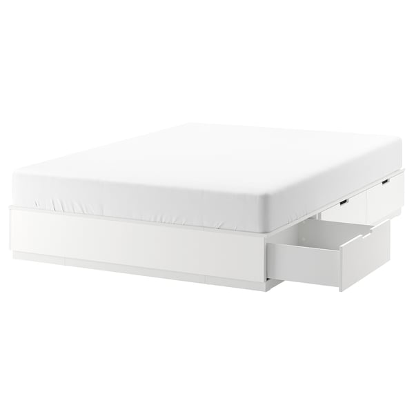 NORDLI Struttura letto con cassetti, bianco, 160x200 cm