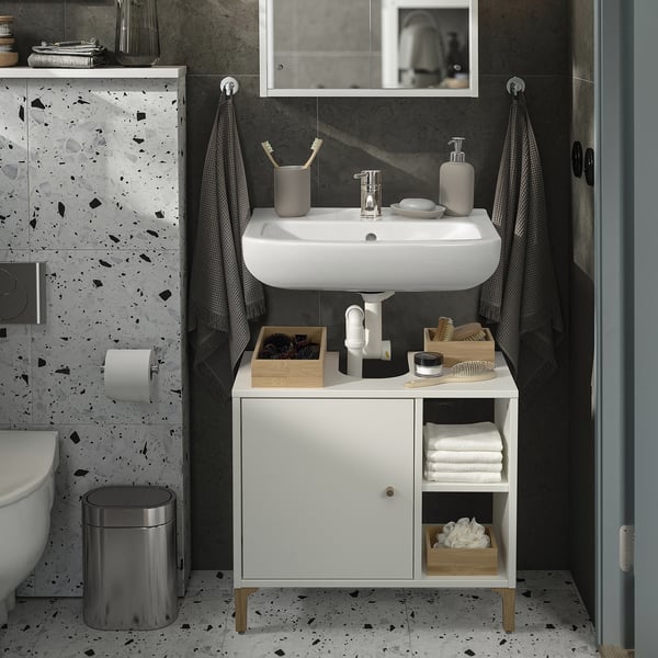 NORSÄLVEN Mobile sottolavabo, con anta bianco, 60x55x32 cm