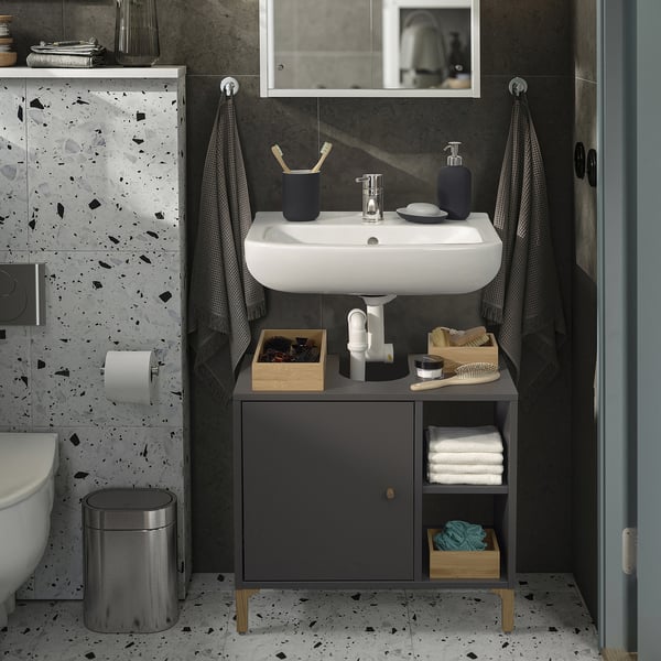 NORSÄLVEN Mobile sottolavabo, con anta grigio, 60x55x32 cm