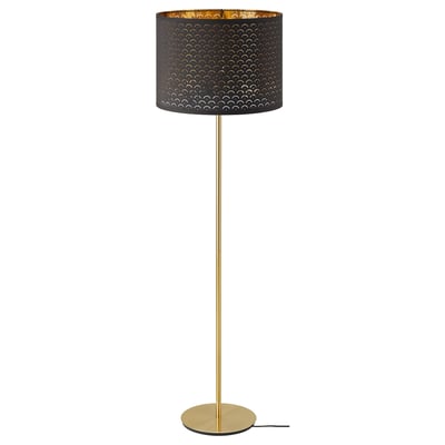 NYMÖ / SKAFTET Lampada da terra, nero ottone/ottone