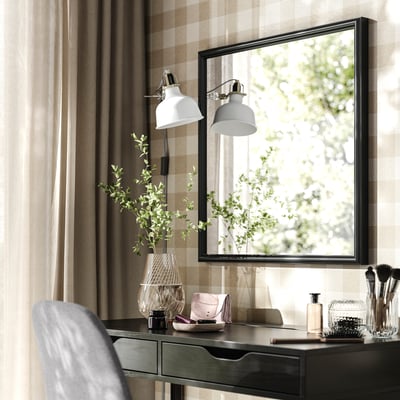 NYPONBUSKE Specchio, nero, 65x65 cm