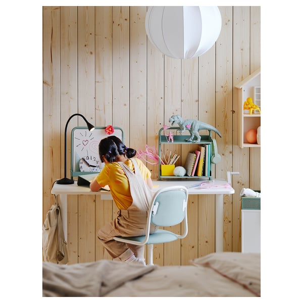 ÖRFJÄLL Sedia da scrivania per bambini, bianco/Vissle verde chiaro