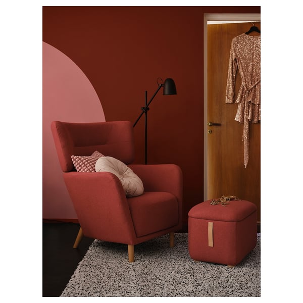 OSKARSHAMN Poltrona con poggiapiedi, Tonerud rosso