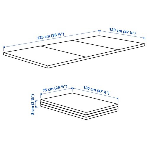 PASSBIT Tappetino ginnastica pieghevole, blu, 120x225 cm