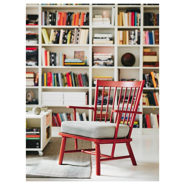 PERSBOL Poltrona, marrone-rosso/Tibbleby beige/grigio