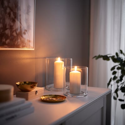 PILFINK Set di 2 candelieri, vetro trasparente