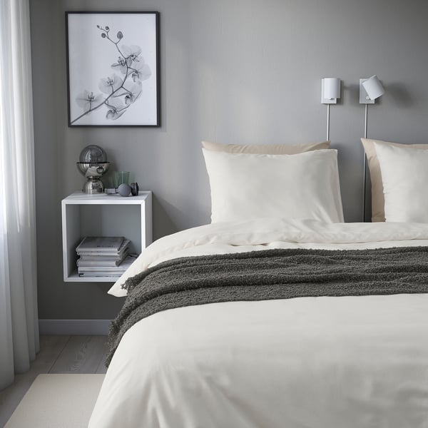 PILTANDVINGE Copripiumino e 2 federe, bianco, 240x220/50x60 cm