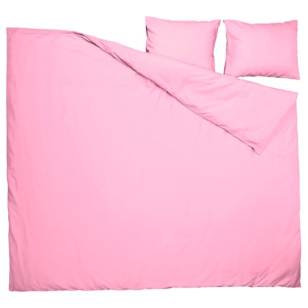 PILTANDVINGE Copripiumino e 2 federe, rosa, 240x220/50x60 cm