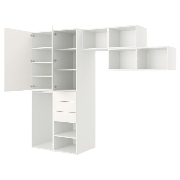 PLATSA Guardaroba con 2 ante e 3 cassetti, bianco/FONNES bianco, 300x57x241 cm