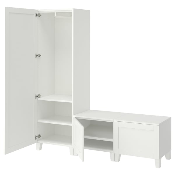 PLATSA Guardaroba con 3 ante, bianco/Sannidal bianco, 180x42x191 cm
