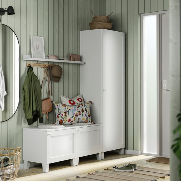 PLATSA Guardaroba con 3 ante, bianco/Sannidal bianco, 180x42x191 cm