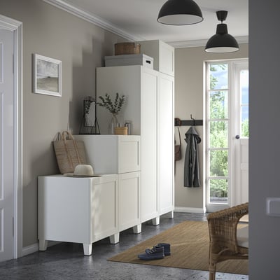 PLATSA Guardaroba con 6 ante, bianco/Sannidal bianco, 240x57x231 cm