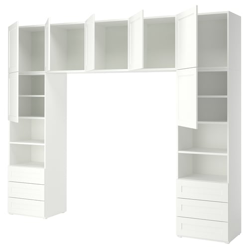 PLATSA Guardaroba con 7 ante e 6 cassetti, bianco/Sannidal bianco, 300x42x241 cm