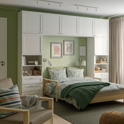 PLATSA Guardaroba con 7 ante e 6 cassetti, bianco/Sannidal bianco, 300x42x241 cm