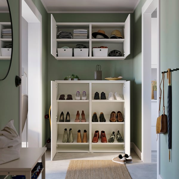 PLATSA Mobile con ante, bianco Fonnes/bianco, 122x42x220 cm