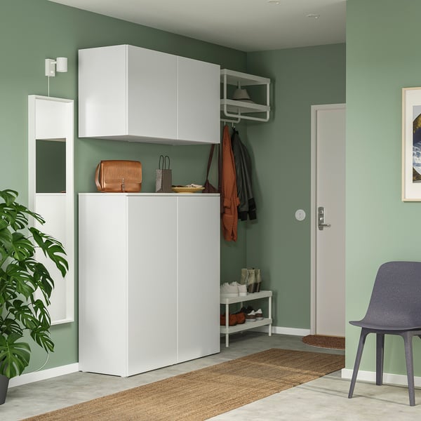 PLATSA Mobile con ante, bianco Fonnes/bianco, 122x42x220 cm