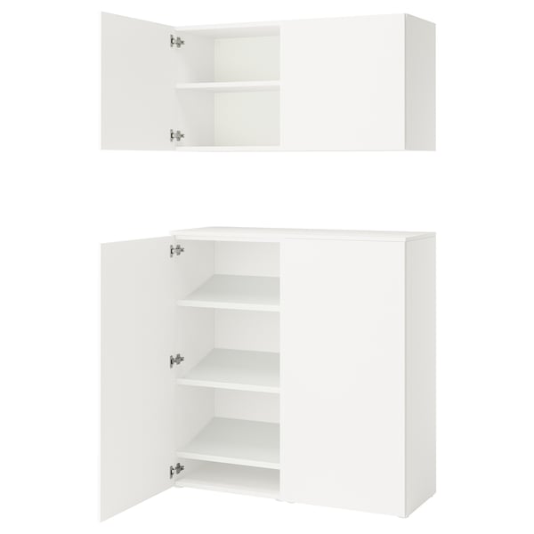 PLATSA Mobile con ante, bianco Fonnes/bianco, 122x42x220 cm