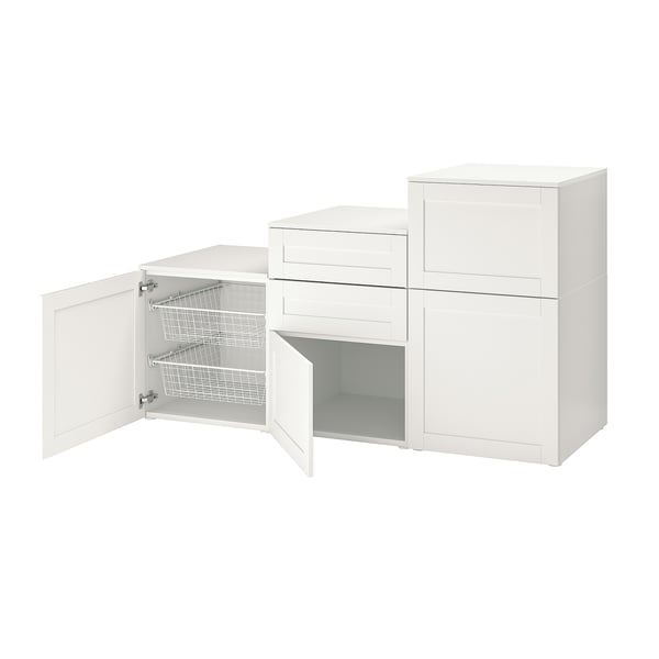 PLATSA Mobile con ante e cassetti, bianco/Sannidal bianco, 180x57x103 cm