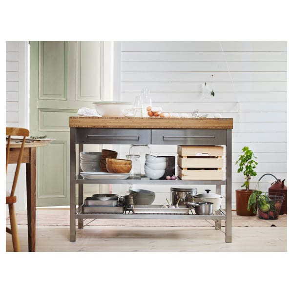 RIMFORSA Banco da lavoro, inox/bambù, 120x63.5x92 cm