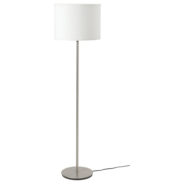 RINGSTA / SKAFTET Lampada da terra, bianco/nichelato