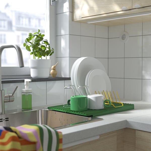 RINNIG Scolapiatti reversibile, verde, 40x31 cm