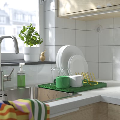 RINNIG Scolapiatti reversibile, verde, 40x31 cm