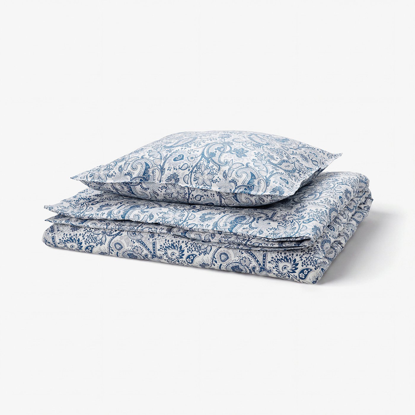 RODGERSIA Copripiumino e federa, blu/bianco, 150x200/50x60 cm