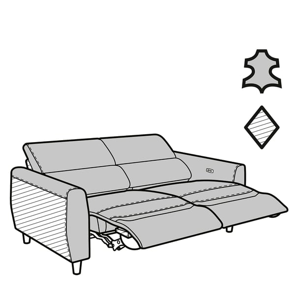 RULLERUM Divano 3 posti/2 recliner elettrici, Grann/Bomstad ocra bruna