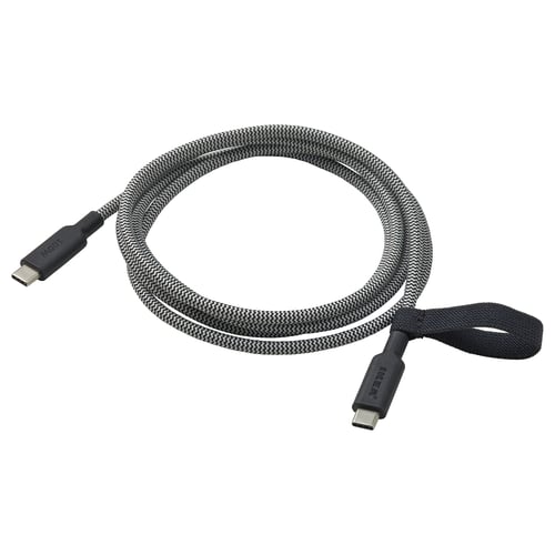 RUNDHULT Da USB-C a USB-C, nero/bianco, 1.5 m/100 W