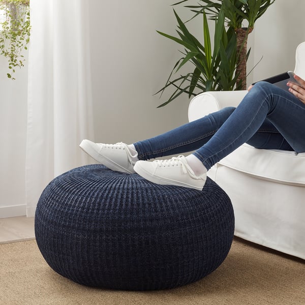 SANDARED Pouf, blu scuro, 71 cm