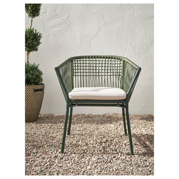 SEGERÖN Sedia con braccioli da giardino, verde scuro