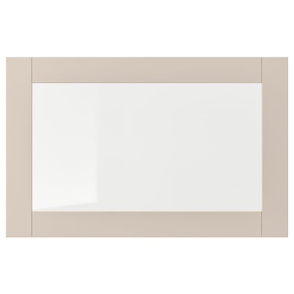 SINDVIK Anta a vetro, grigio chiaro-beige/vetro trasparente, 60x38 cm