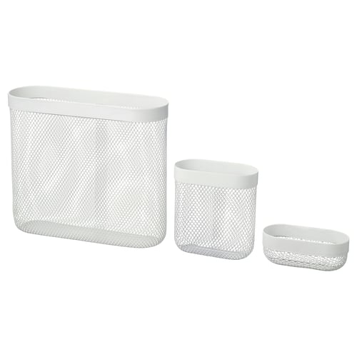 SKÅDIS Set di 3 cestelli, bianco