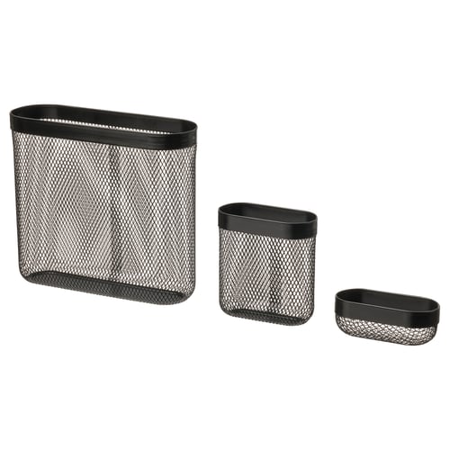 SKÅDIS Set di 3 cestelli, nero