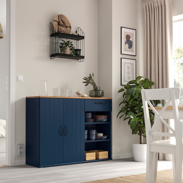 SKRUVBY Buffet, blu-nero, 120x38x90 cm