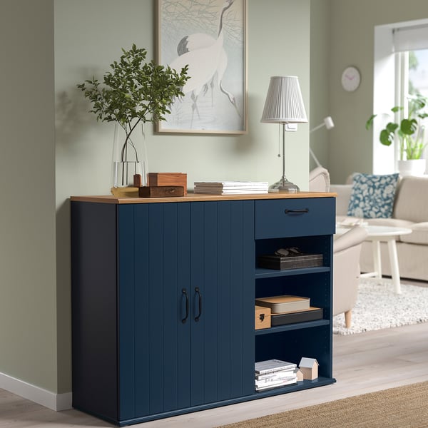 SKRUVBY Buffet, blu-nero, 120x38x90 cm