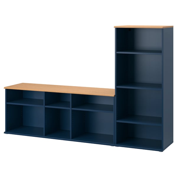 SKRUVBY Combinazione per TV, blu-nero, 216x38x140 cm