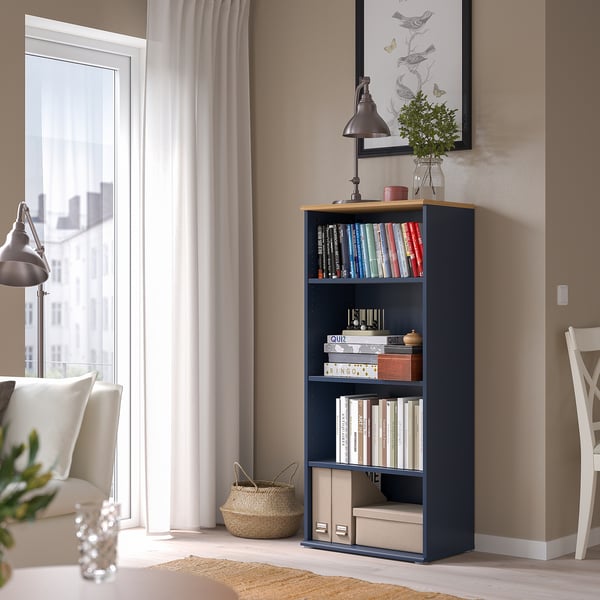 SKRUVBY Libreria, blu-nero, 60x140 cm