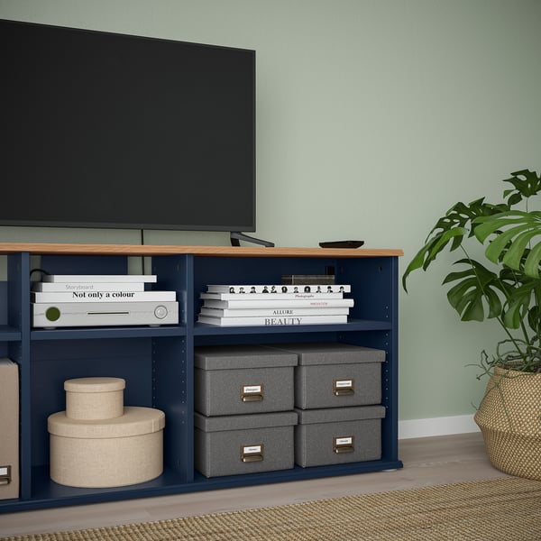 SKRUVBY Mobile TV, blu-nero, 156x38x60 cm