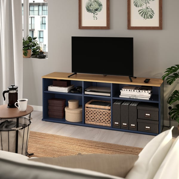 SKRUVBY Mobile TV, blu-nero, 156x38x60 cm