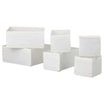 SKUBB Set di 6 scatole, bianco