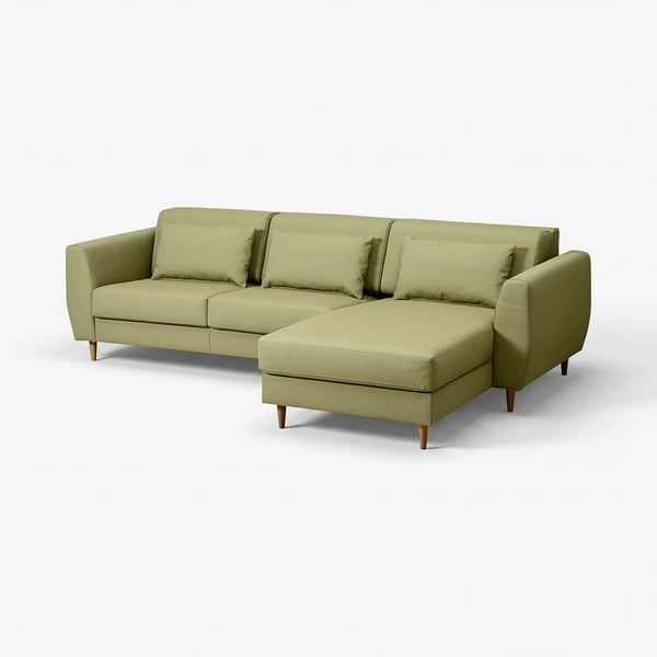SLATORP Divano a 3 posti con chaise-longue, Vissle verde limone