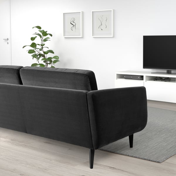 SMEDSTORP Divano a 3 posti, Djuparp grigio scuro/nero
