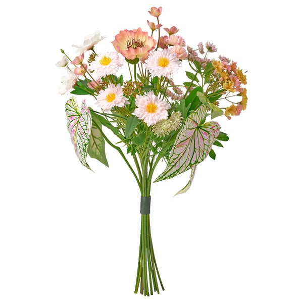 SMYCKA Bouquet artificiale, da interno/esterno/rosa/bianco, 60 cm