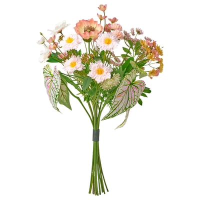 SMYCKA Bouquet artificiale, da interno/esterno/rosa/bianco, 60 cm