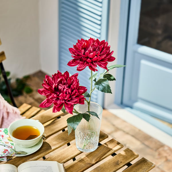 SMYCKA Fiore artificiale, da interno/esterno Dalia/rosso, 67 cm