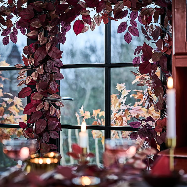 SMYCKA Ghirlanda artificiale, da interno/esterno rosso, 4 m