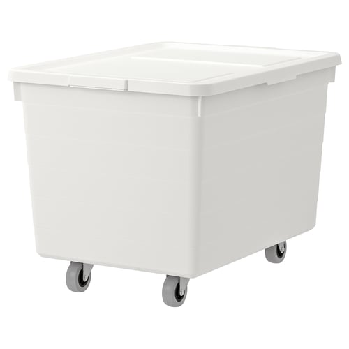 SOCKERBIT Contenitore con rotelle e coperchio, bianco, 38x51x37 cm