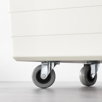 SOCKERBIT Contenitore con rotelle e coperchio, bianco, 38x51x37 cm